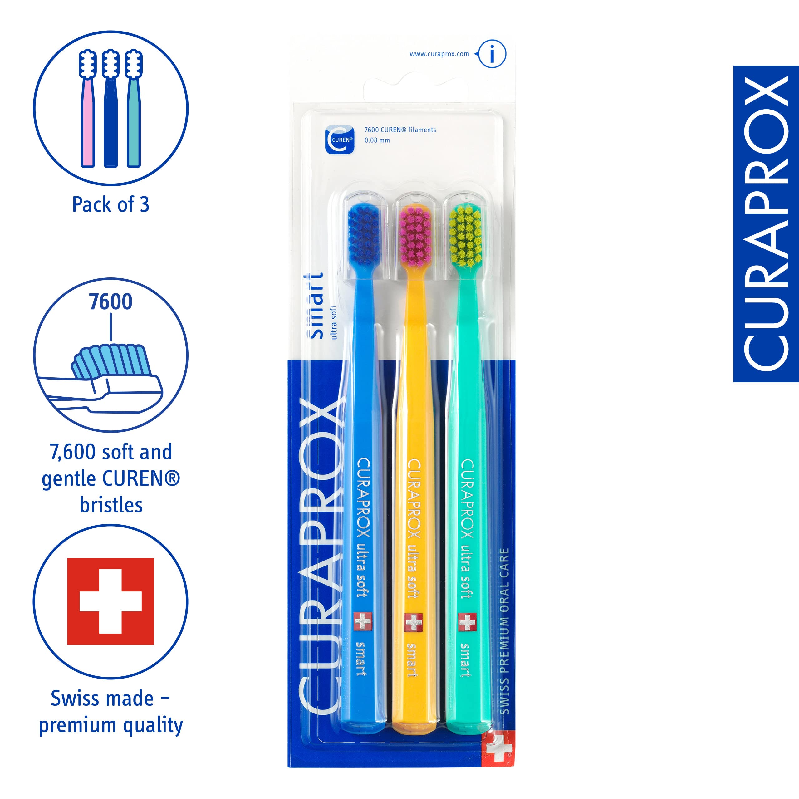 CEPILLO DENTAL 7600 SMART PACK X 3 CURAPROX