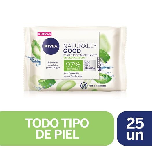 NIVEA TOALLA DESMAQUILLANTE NATURALLY GOOD ALOE X 25 UND