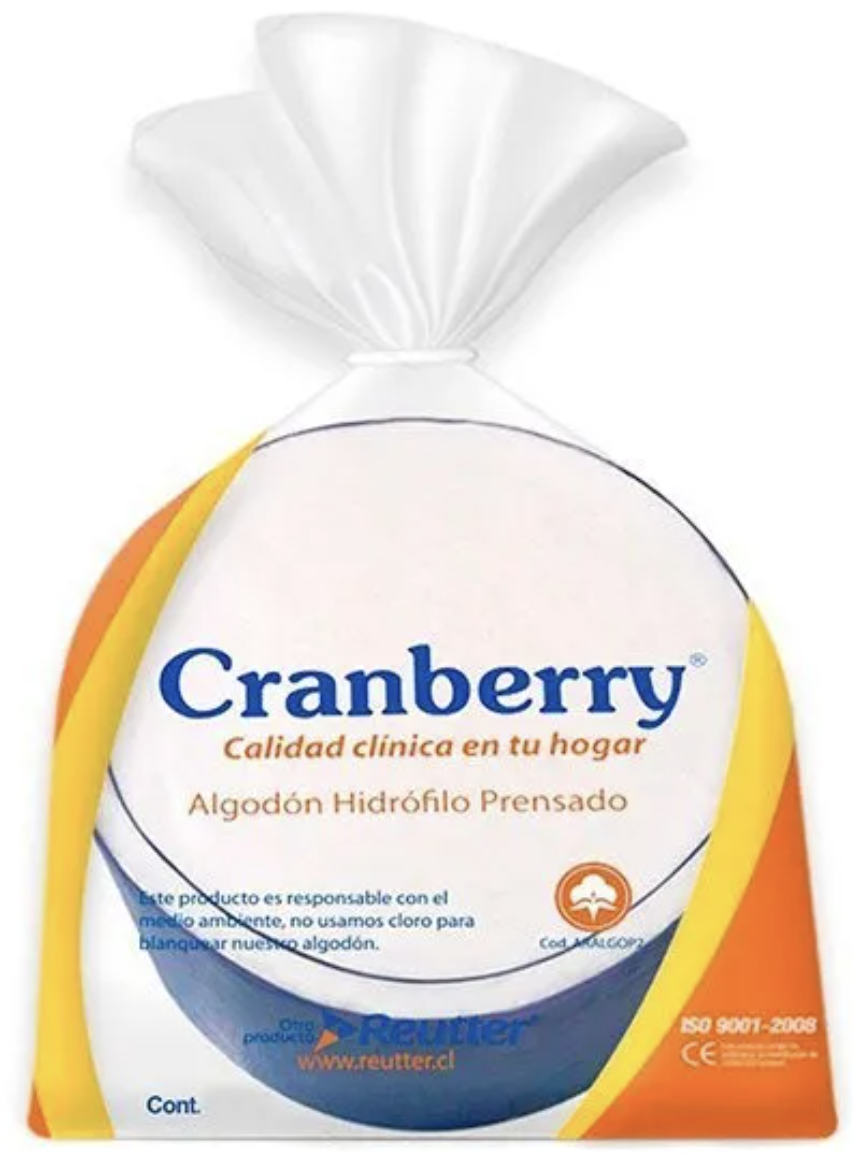 ALGODON PRENSADO CRANBERRY HIDROFILO X 250 GR REUTTER (DM)