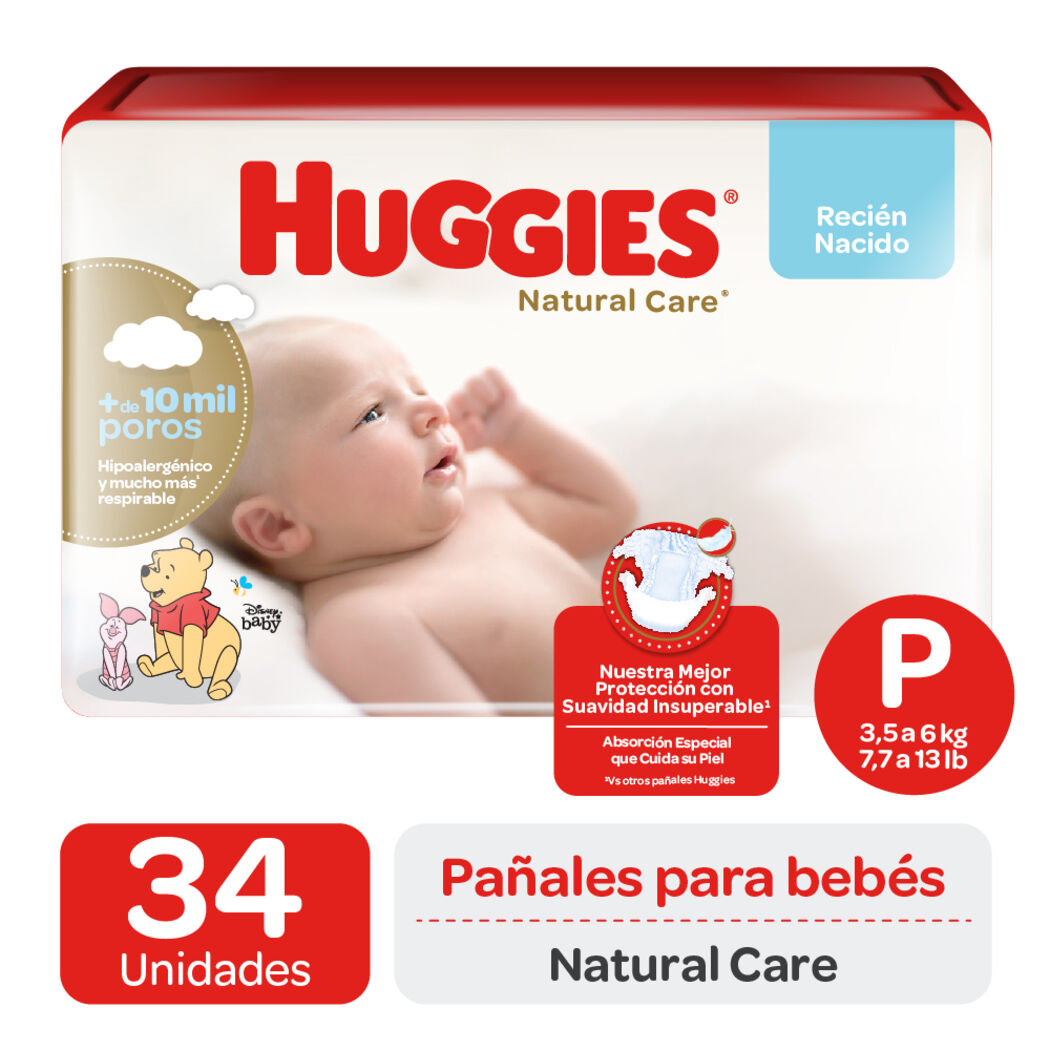 HUGGIES PAÑAL PURO Y NATURAL P X 34 UND