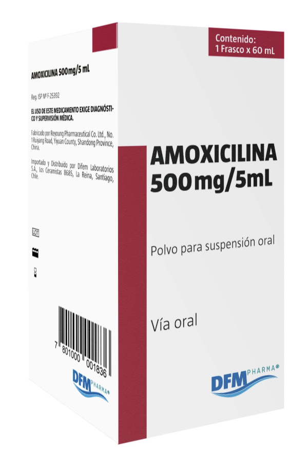 Amoxicilina Suspensión Oral 500/ 5ml mg x 60 ml
