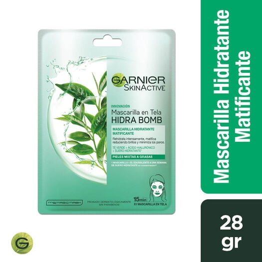 GARNIER MASCARILLA HIDRATANTE EN TELA MATIFICANTE TE VERDE