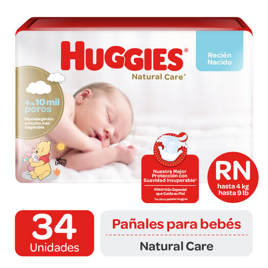 HUGGIES NATURAL CARE RECIEN NACIDO X 34 UN