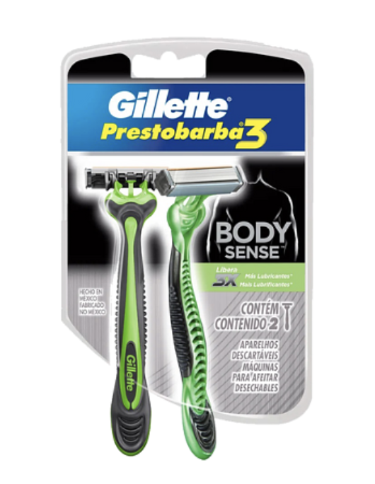 GILLETTE PRESTOBARBA3 MAQUINA BDYSENSE X 2 UND