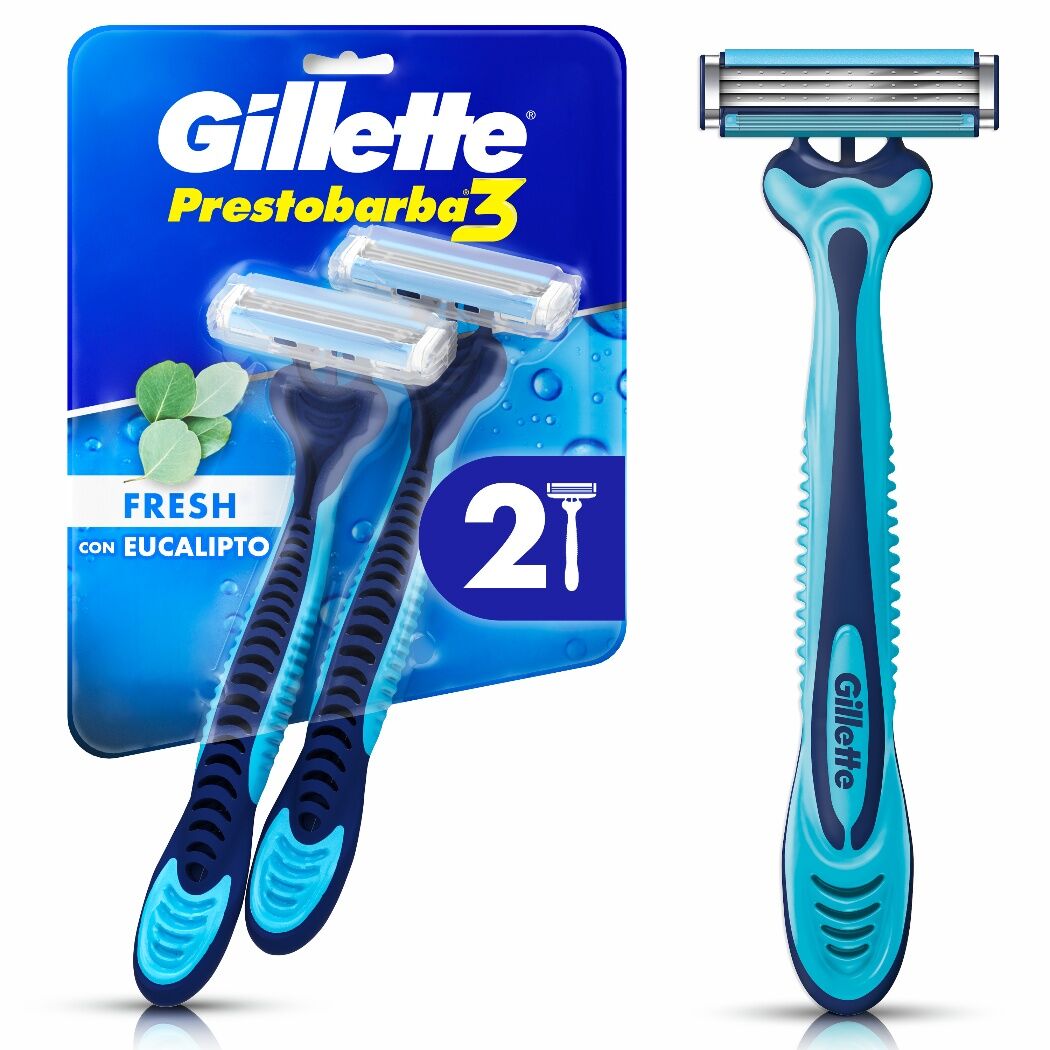 GILLETTE PRESTOBARBA3 FRESH EUCALIPTO X 2 UND