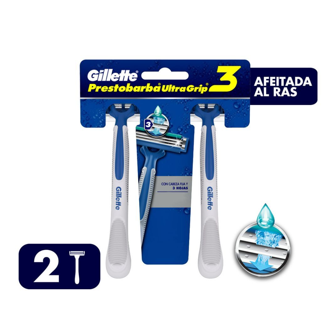 GILLETTE PRESTOBARBA ULTRAGRIP 3H X 2 UND