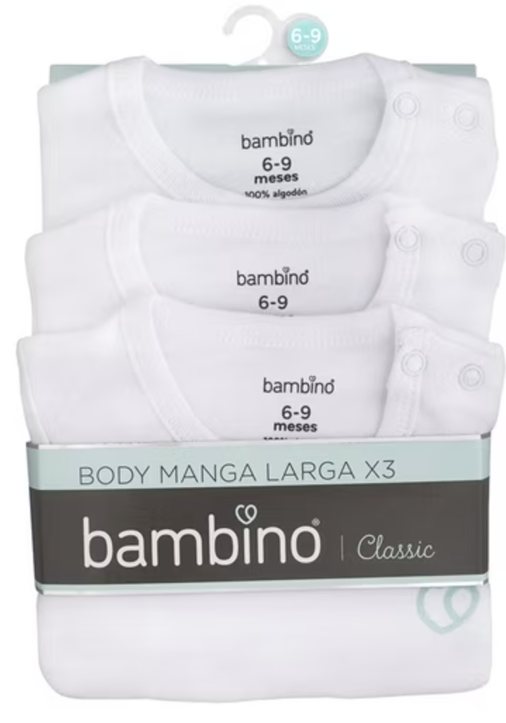 BAMBINO BODY BLANCO X 3 UND