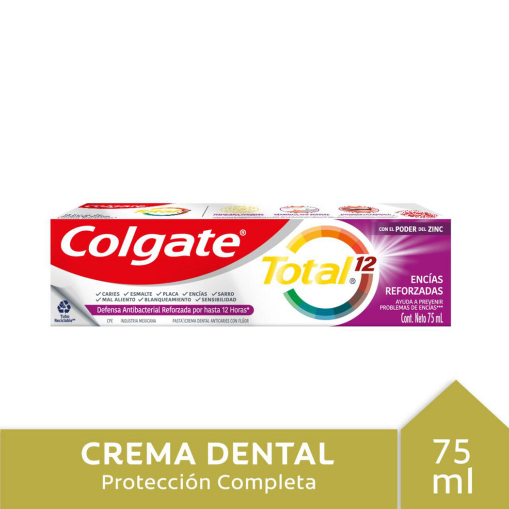 COLGATE CREMA  DENTAL TOTAL 12 ENCIAS REFORZ X 75 GR